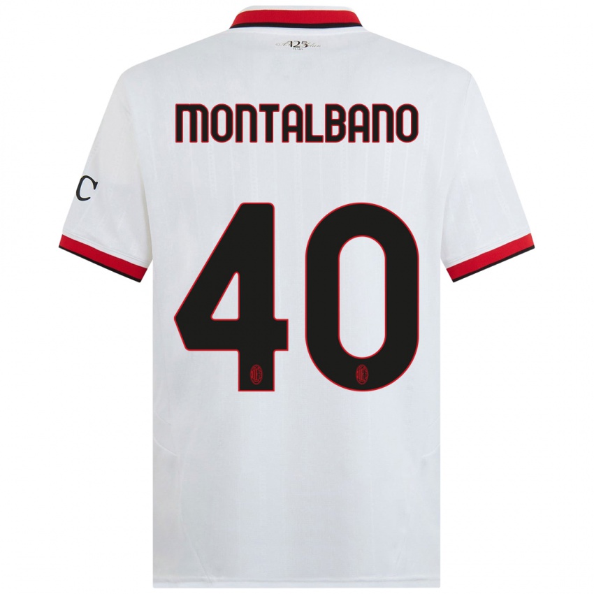 Kinder Nicolo Montalbano #40 Weiß Schwarz Rot Auswärtstrikot Trikot 2024/25 T-Shirt Österreich