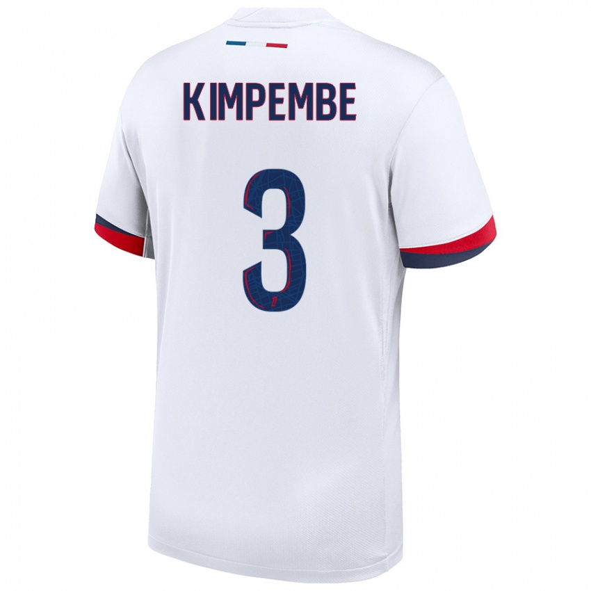 Kinder Presnel Kimpembe #3 Weiß Blau Rot Auswärtstrikot Trikot 2024/25 T-Shirt Österreich