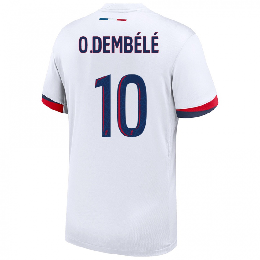 Kinder Ousmane Dembele #10 Weiß Blau Rot Auswärtstrikot Trikot 2024/25 T-Shirt Österreich