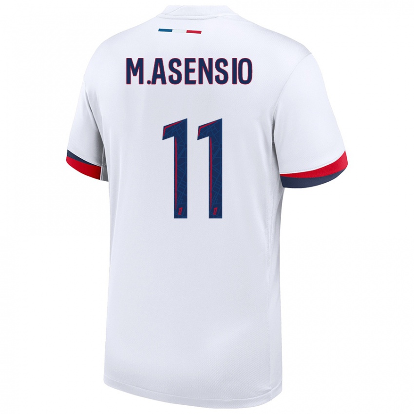 Kinder Marco Asensio #11 Weiß Blau Rot Auswärtstrikot Trikot 2024/25 T-Shirt Österreich