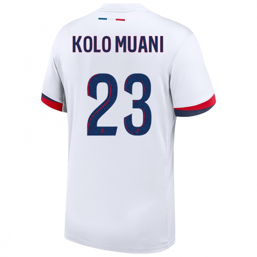 Kinder Randal Kolo Muani #23 Weiß Blau Rot Auswärtstrikot Trikot 2024/25 T-Shirt Österreich