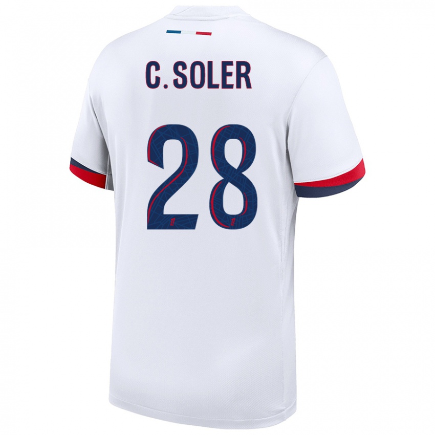 Kinder Carlos Soler #28 Weiß Blau Rot Auswärtstrikot Trikot 2024/25 T-Shirt Österreich