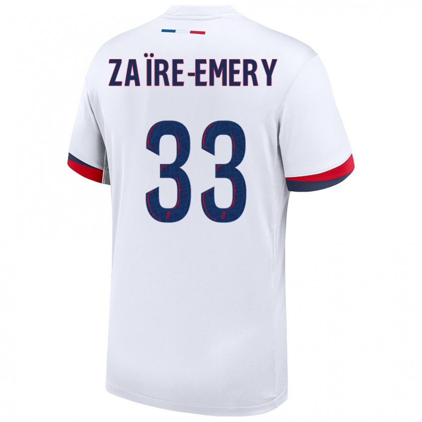 Kinder Warren Zaire Emery #33 Weiß Blau Rot Auswärtstrikot Trikot 2024/25 T-Shirt Österreich