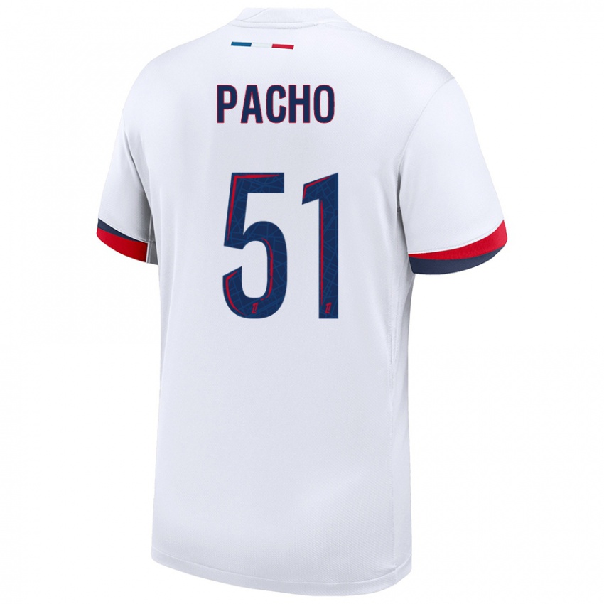 Kinder Willian Pacho #51 Weiß Blau Rot Auswärtstrikot Trikot 2024/25 T-Shirt Österreich