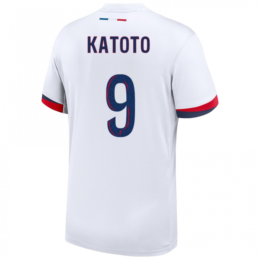 Kinder Marie-Antoinette Katoto #9 Weiß Blau Rot Auswärtstrikot Trikot 2024/25 T-Shirt Österreich