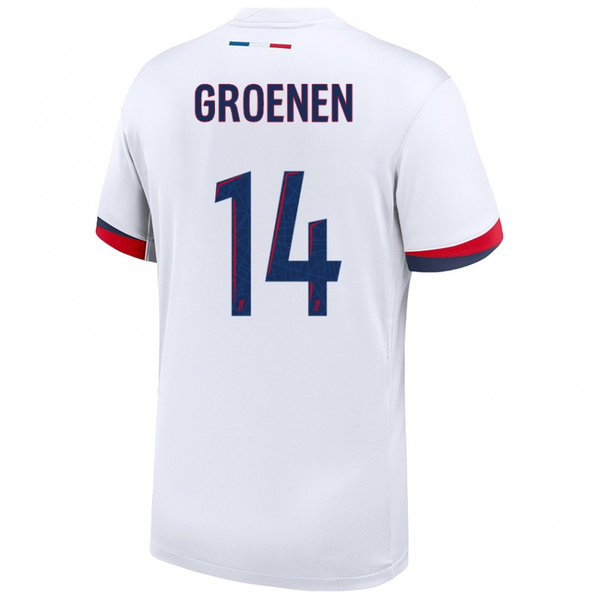 Kinder Jackie Groenen #14 Weiß Blau Rot Auswärtstrikot Trikot 2024/25 T-Shirt Österreich