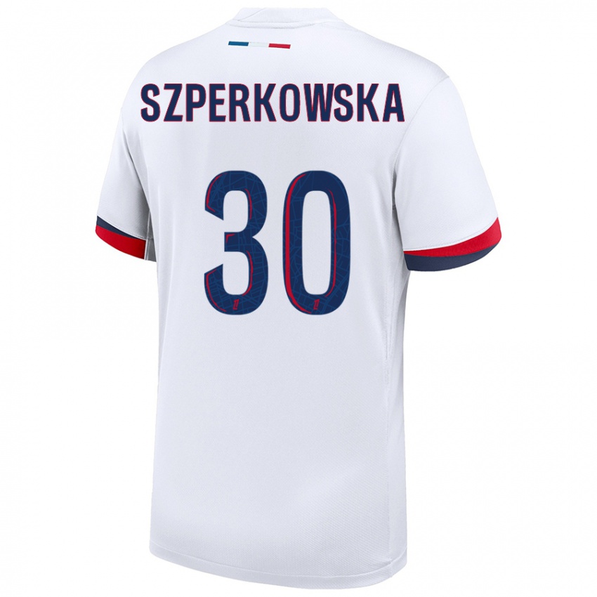 Kinder Oliwia Szperkowska #30 Weiß Blau Rot Auswärtstrikot Trikot 2024/25 T-Shirt Österreich