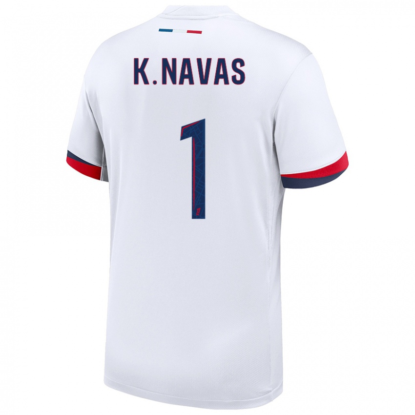 Kinder Keylor Navas #1 Weiß Blau Rot Auswärtstrikot Trikot 2024/25 T-Shirt Österreich