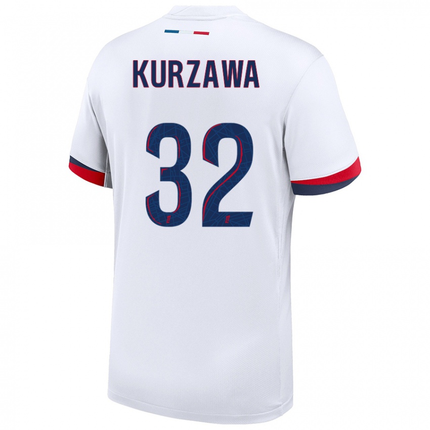 Kinder Layvin Kurzawa #32 Weiß Blau Rot Auswärtstrikot Trikot 2024/25 T-Shirt Österreich