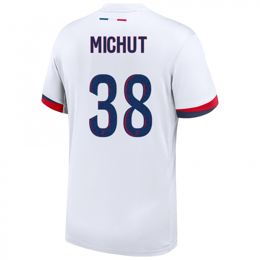 Kinder Edouard Michut #38 Weiß Blau Rot Auswärtstrikot Trikot 2024/25 T-Shirt Österreich