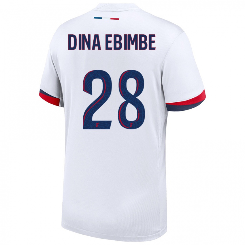 Kinder Eric Junior Dina Ebimbe #28 Weiß Blau Rot Auswärtstrikot Trikot 2024/25 T-Shirt Österreich