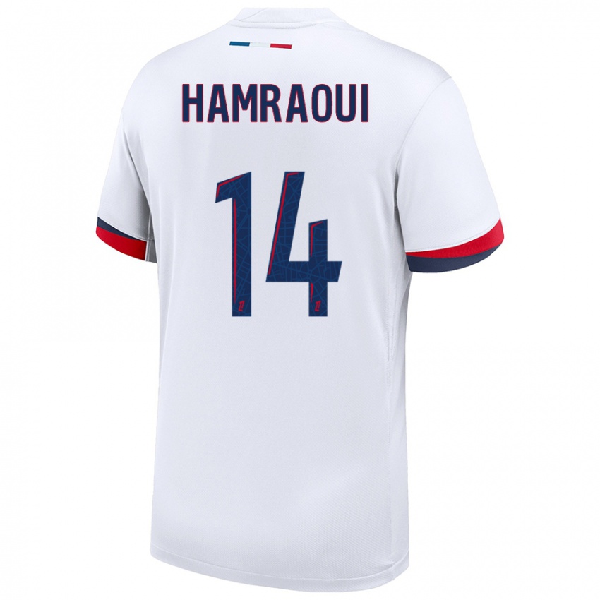 Kinder Kheira Hamraoui #14 Weiß Blau Rot Auswärtstrikot Trikot 2024/25 T-Shirt Österreich