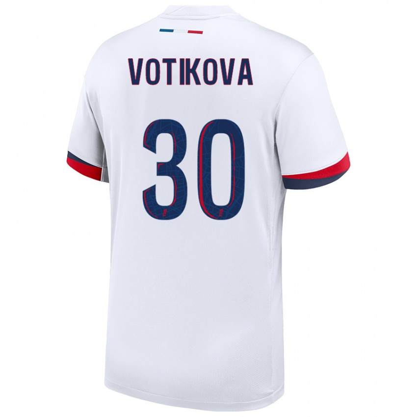 Kinder Barbora Votikova #30 Weiß Blau Rot Auswärtstrikot Trikot 2024/25 T-Shirt Österreich