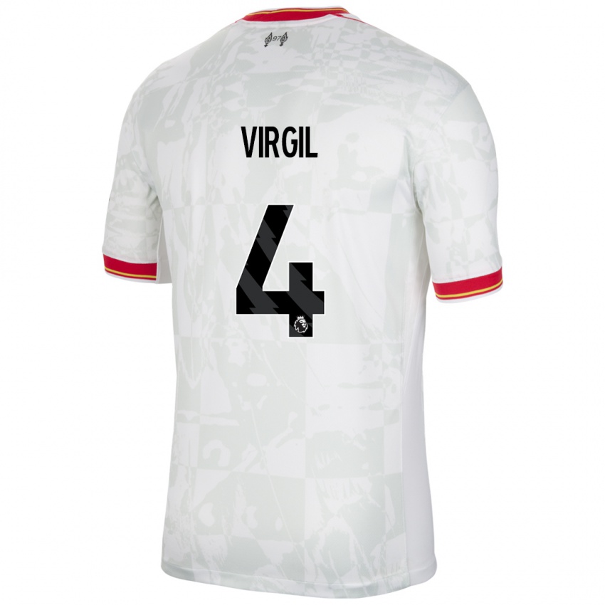 Kinder Virgil Van Dijk #4 Weiß Rot Schwarz Ausweichtrikot Trikot 2024/25 T-Shirt Österreich