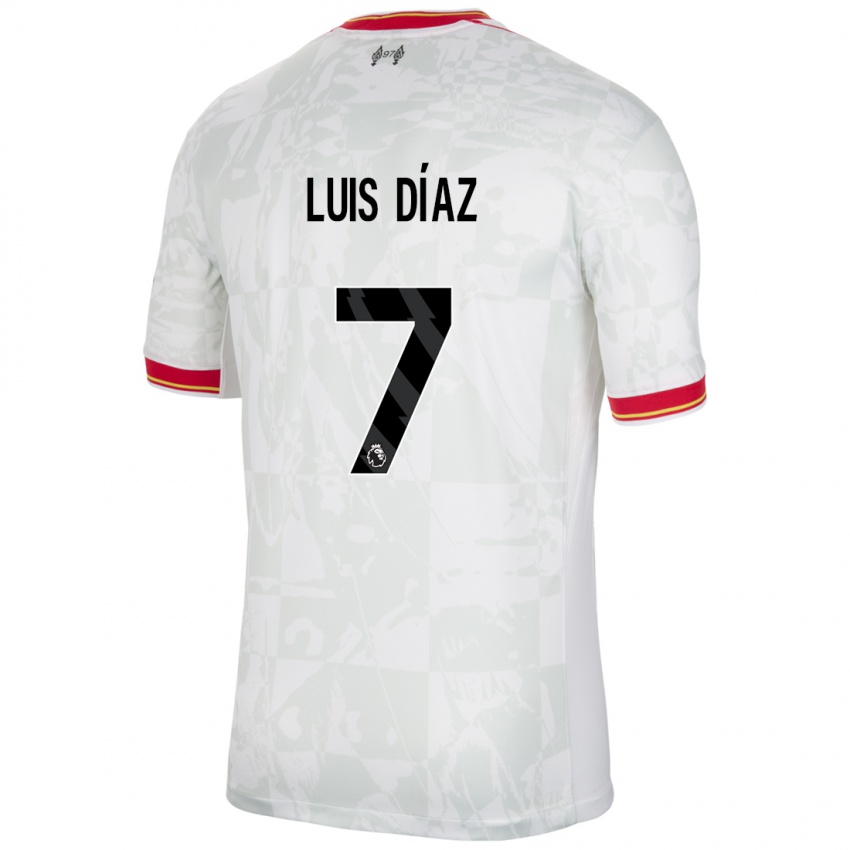 Kinder Luis Diaz #7 Weiß Rot Schwarz Ausweichtrikot Trikot 2024/25 T-Shirt Österreich