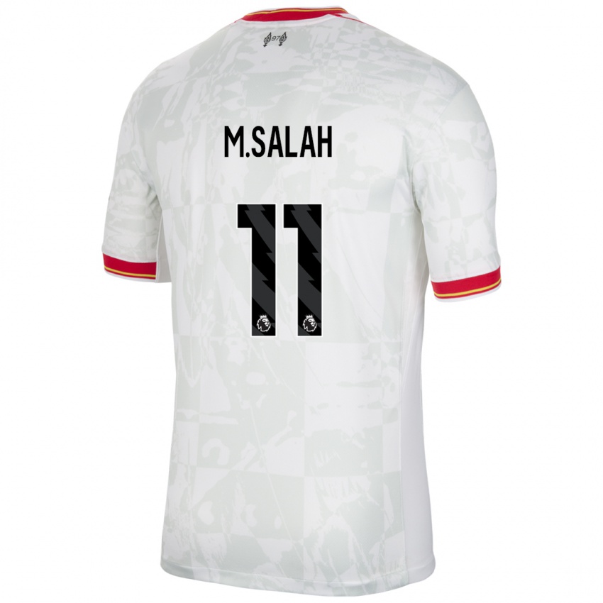 Kinder Mohamed Salah #11 Weiß Rot Schwarz Ausweichtrikot Trikot 2024/25 T-Shirt Österreich