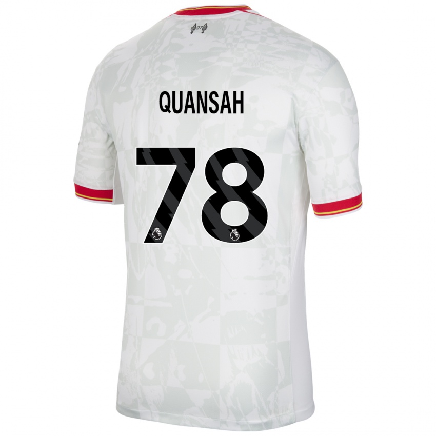 Kinder Jarell Quansah #78 Weiß Rot Schwarz Ausweichtrikot Trikot 2024/25 T-Shirt Österreich