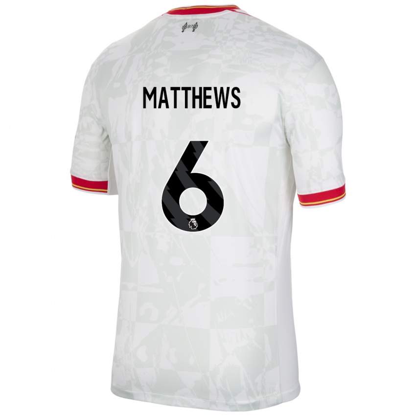 Kinder Jasmine Matthews #6 Weiß Rot Schwarz Ausweichtrikot Trikot 2024/25 T-Shirt Österreich