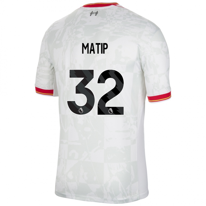 Kinder Joel Matip #32 Weiß Rot Schwarz Ausweichtrikot Trikot 2024/25 T-Shirt Österreich