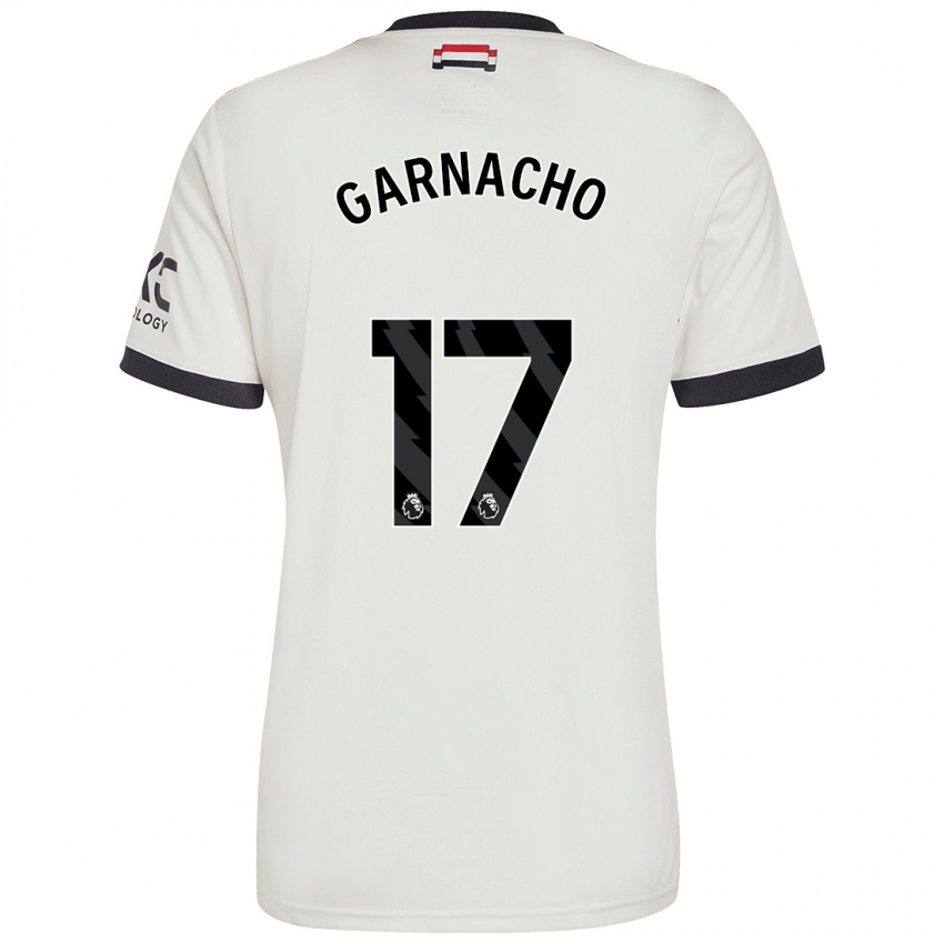 Kinder Alejandro Garnacho #17 Cremeweiß Ausweichtrikot Trikot 2024/25 T-Shirt Österreich