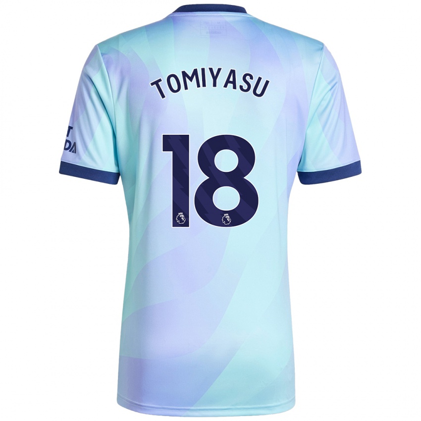 Kinder Takehiro Tomiyasu #18 Aquamarin Ausweichtrikot Trikot 2024/25 T-Shirt Österreich