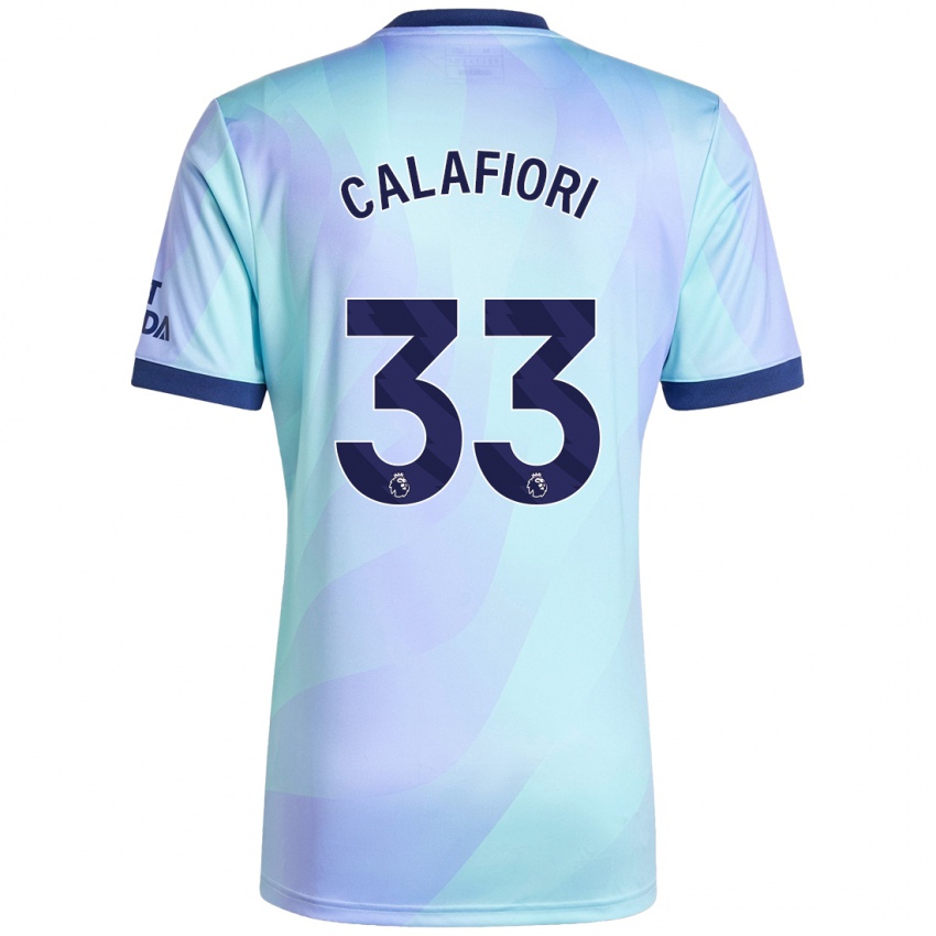 Kinder Riccardo Calafiori #33 Aquamarin Ausweichtrikot Trikot 2024/25 T-Shirt Österreich