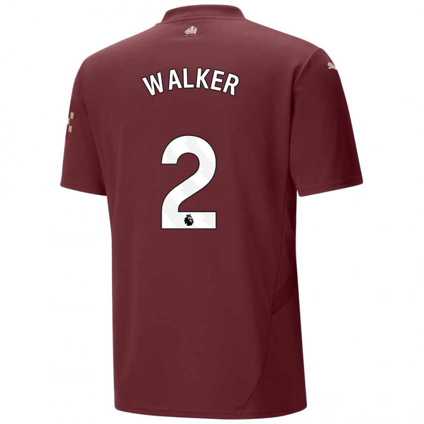 Kinder Kyle Walker #2 Kastanienbraun Ausweichtrikot Trikot 2024/25 T-Shirt Österreich