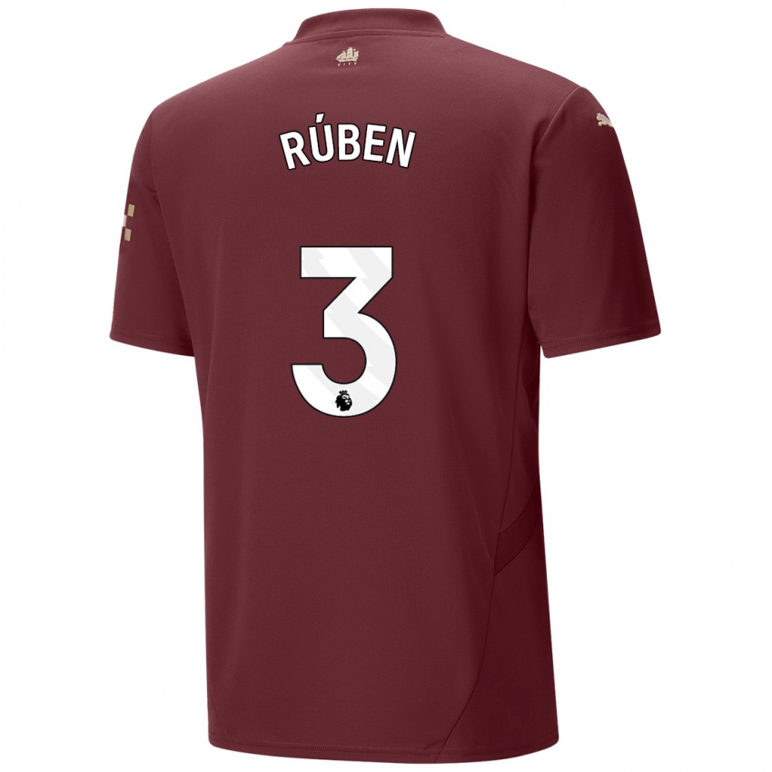 Kinder Ruben Dias #3 Kastanienbraun Ausweichtrikot Trikot 2024/25 T-Shirt Österreich