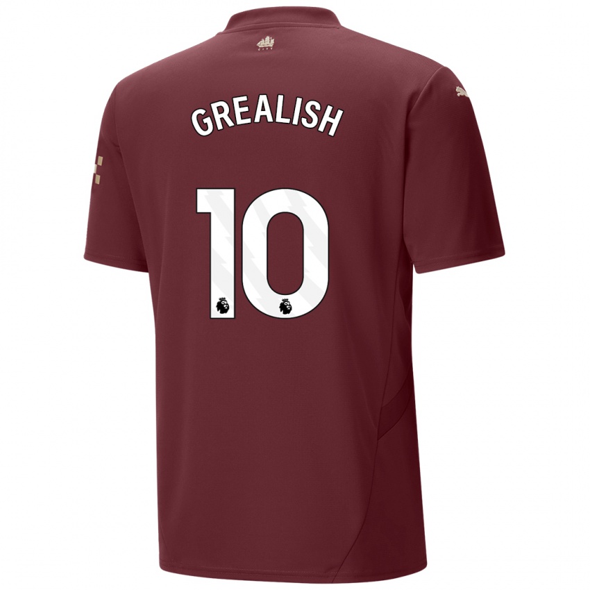 Kinder Jack Grealish #10 Kastanienbraun Ausweichtrikot Trikot 2024/25 T-Shirt Österreich