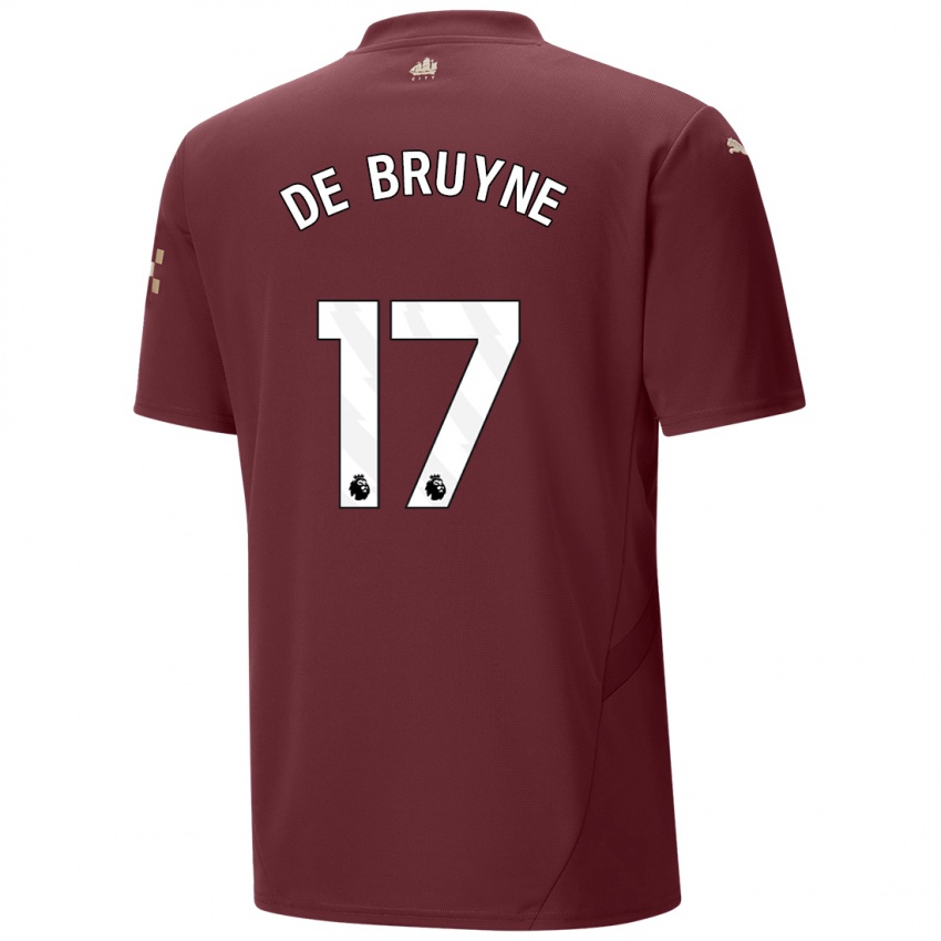 Kinder Kevin De Bruyne #17 Kastanienbraun Ausweichtrikot Trikot 2024/25 T-Shirt Österreich