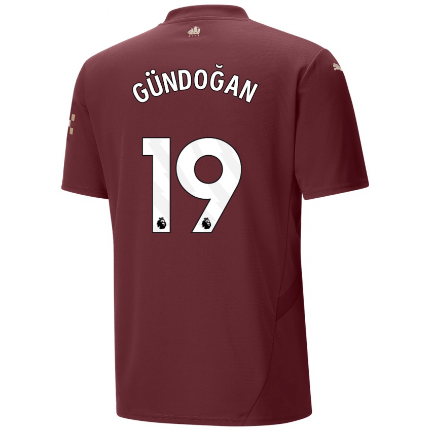 Kinder Ilkay Gundogan #19 Kastanienbraun Ausweichtrikot Trikot 2024/25 T-Shirt Österreich