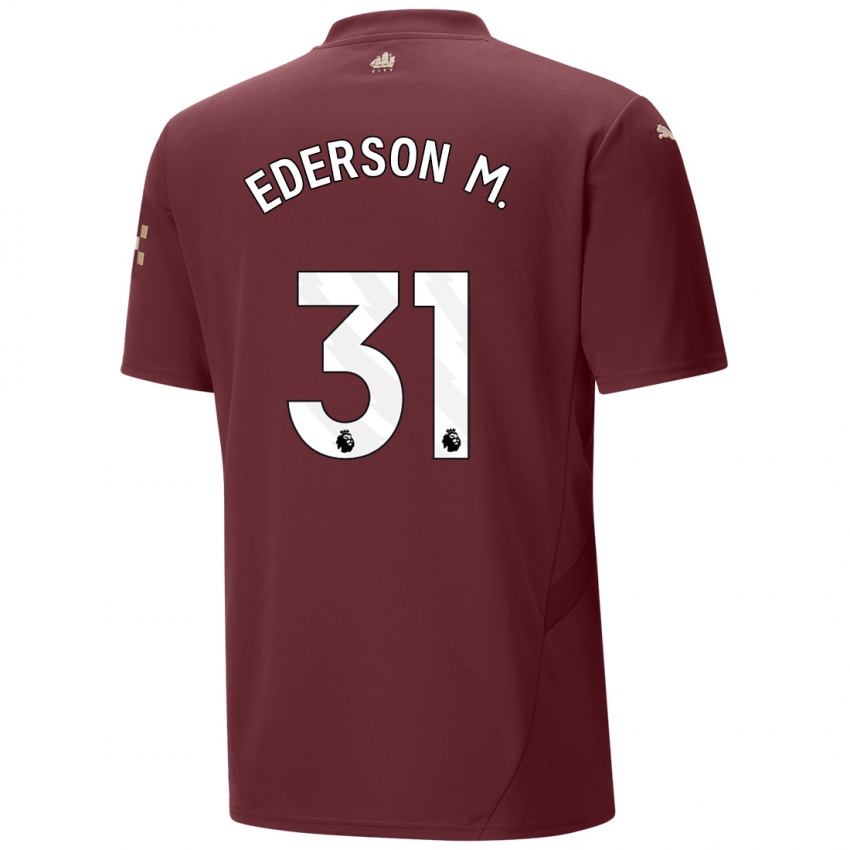 Kinder Ederson Moraes #31 Kastanienbraun Ausweichtrikot Trikot 2024/25 T-Shirt Österreich