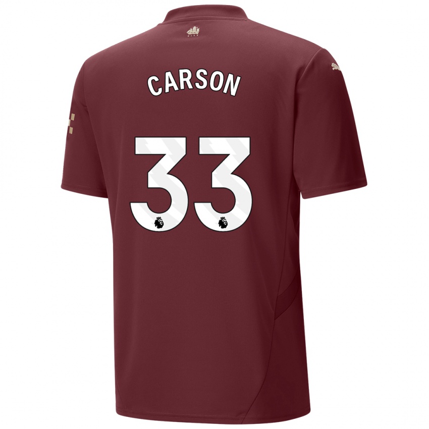 Kinder Scott Carson #33 Kastanienbraun Ausweichtrikot Trikot 2024/25 T-Shirt Österreich