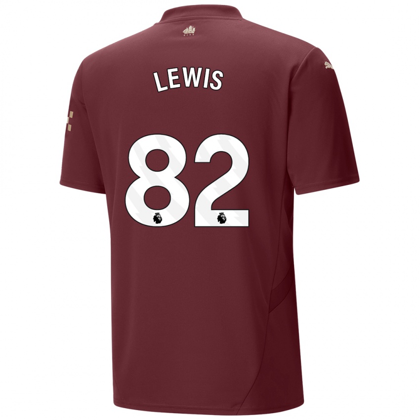 Kinder Rico Lewis #82 Kastanienbraun Ausweichtrikot Trikot 2024/25 T-Shirt Österreich