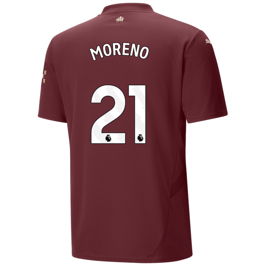 Kinder Marlos Moreno #21 Kastanienbraun Ausweichtrikot Trikot 2024/25 T-Shirt Österreich