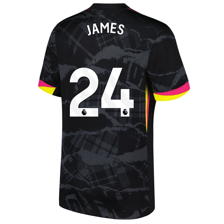 Kinder Reece James #24 Schwarz Rosa Ausweichtrikot Trikot 2024/25 T-Shirt Österreich