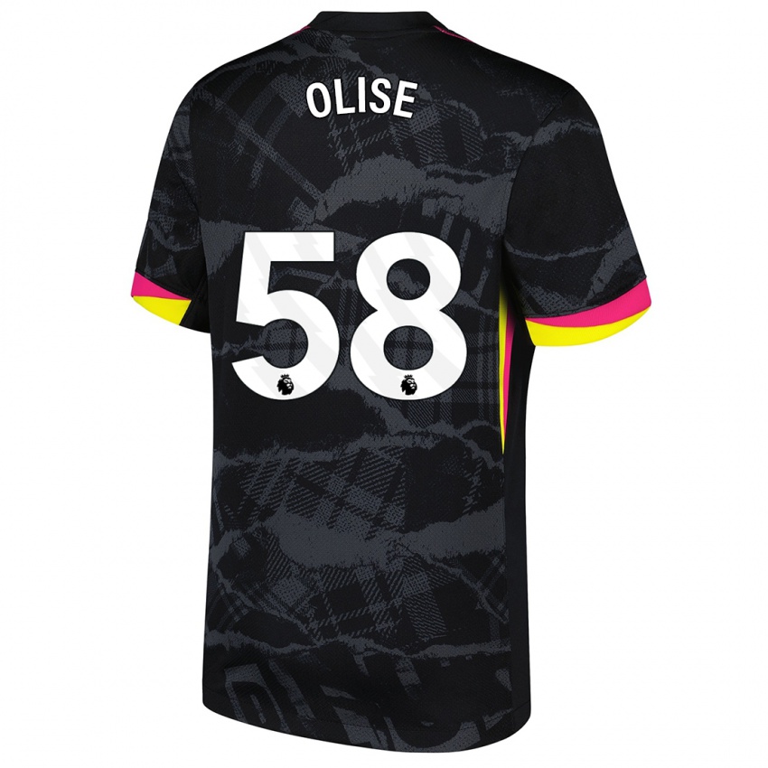 Kinder Richard Olise #58 Schwarz Rosa Ausweichtrikot Trikot 2024/25 T-Shirt Österreich