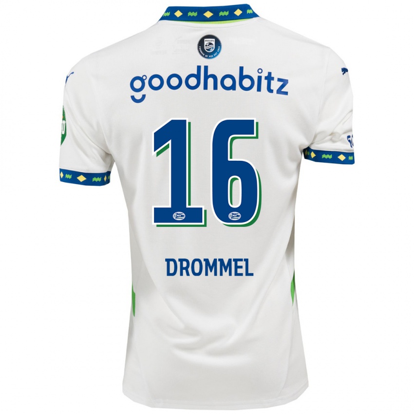 Kinder Joël Drommel #16 Weiß Dunkelblau Ausweichtrikot Trikot 2024/25 T-Shirt Österreich