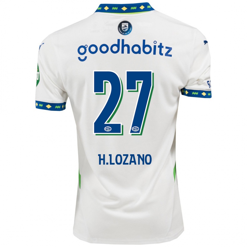 Kinder Hirving Lozano #27 Weiß Dunkelblau Ausweichtrikot Trikot 2024/25 T-Shirt Österreich