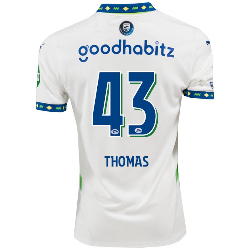 Kinder Kealyn Thomas #43 Weiß Dunkelblau Ausweichtrikot Trikot 2024/25 T-Shirt Österreich