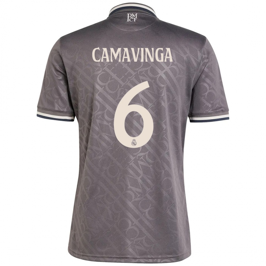 Kinder Eduardo Camavinga #6 Anthrazit Ausweichtrikot Trikot 2024/25 T-Shirt Österreich