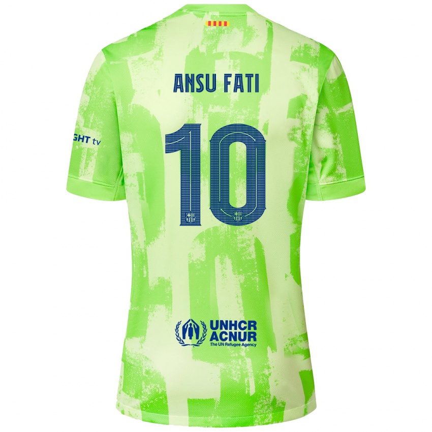 Kinder Ansu Fati #10 Limettengrün Ausweichtrikot Trikot 2024/25 T-Shirt Österreich