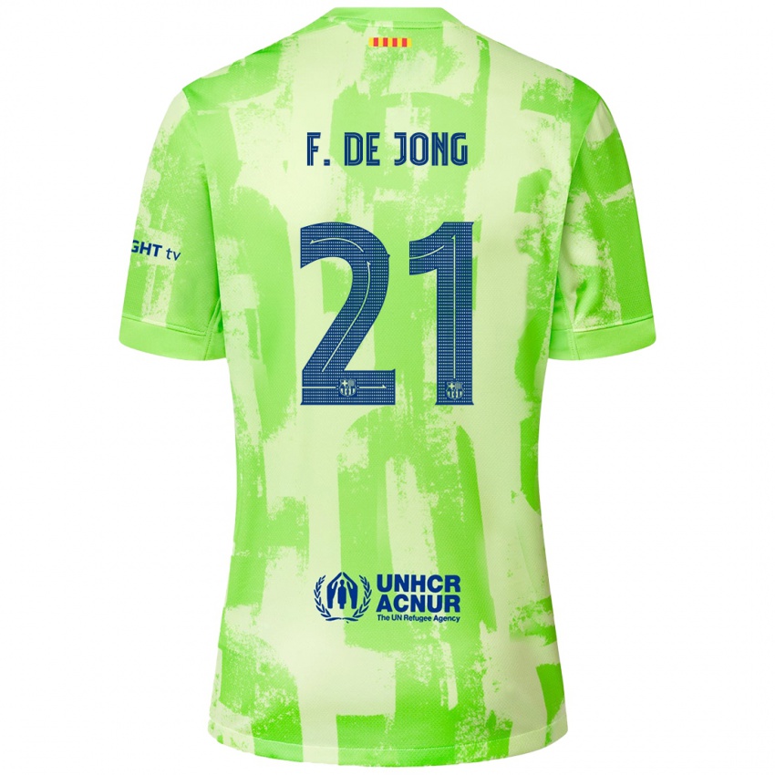 Kinder Frenkie De Jong #21 Limettengrün Ausweichtrikot Trikot 2024/25 T-Shirt Österreich