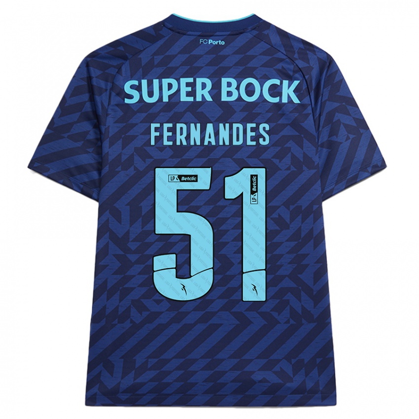 Kinder Diogo Fernandes #51 Marineblau Ausweichtrikot Trikot 2024/25 T-Shirt Österreich