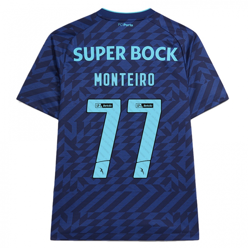 Kinder Rui Monteiro #77 Marineblau Ausweichtrikot Trikot 2024/25 T-Shirt Österreich