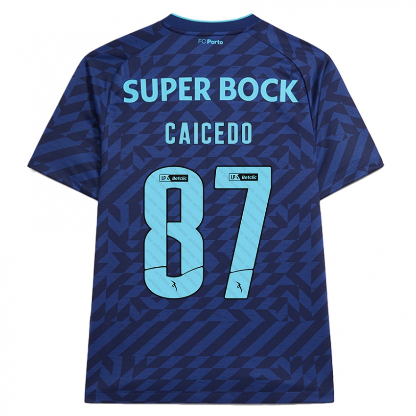 Kinder Brayan Caicedo #87 Marineblau Ausweichtrikot Trikot 2024/25 T-Shirt Österreich