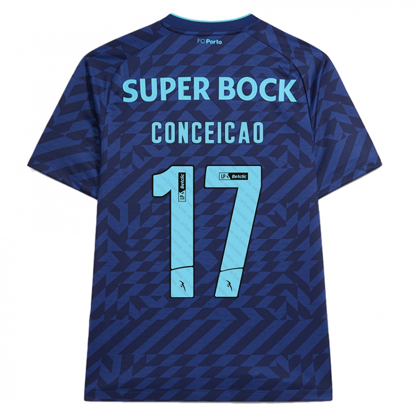 Kinder Rodrigo Conceicao #17 Marineblau Ausweichtrikot Trikot 2024/25 T-Shirt Österreich