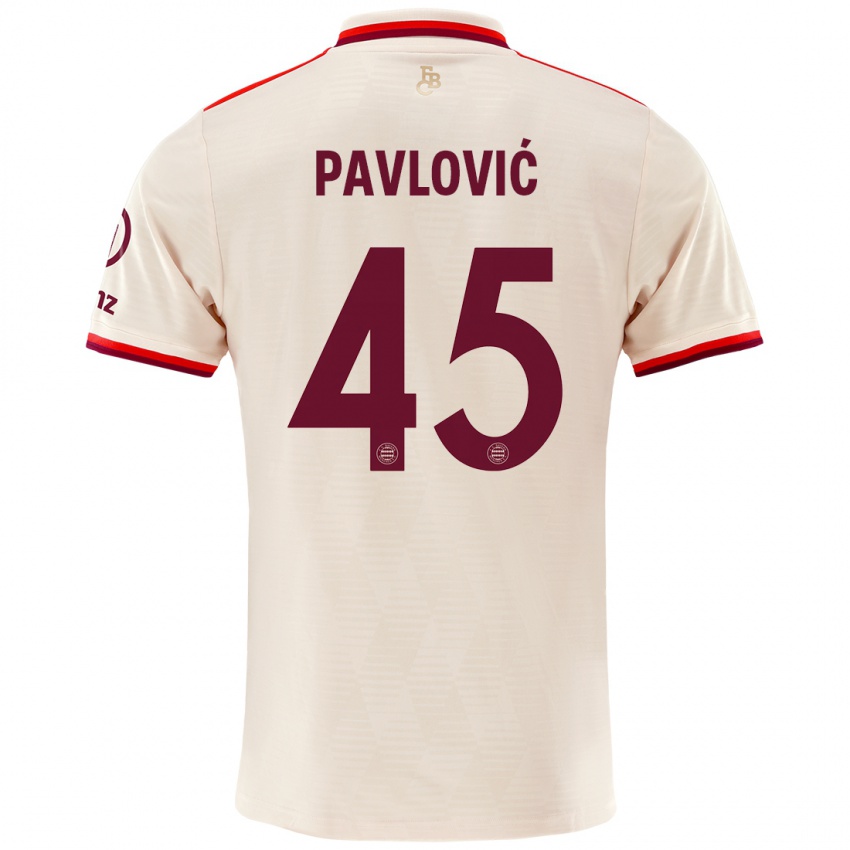 Kinder Aleksandar Pavlovic #45 Leinen Ausweichtrikot Trikot 2024/25 T-Shirt Österreich