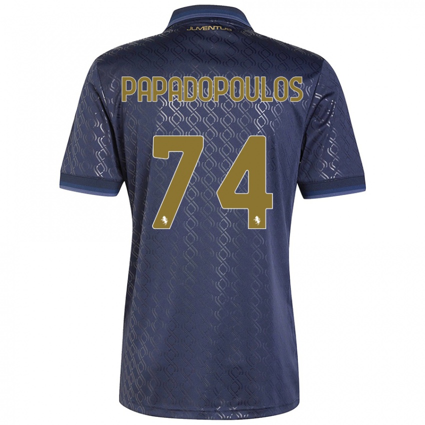 Kinder Christos Papadopoulos #74 Marineblau Ausweichtrikot Trikot 2024/25 T-Shirt Österreich