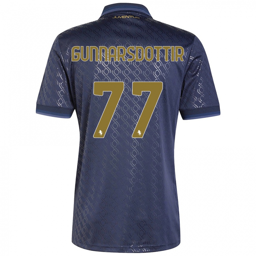 Kinder Sara Bjork Gunnarsdottir #77 Marineblau Ausweichtrikot Trikot 2024/25 T-Shirt Österreich